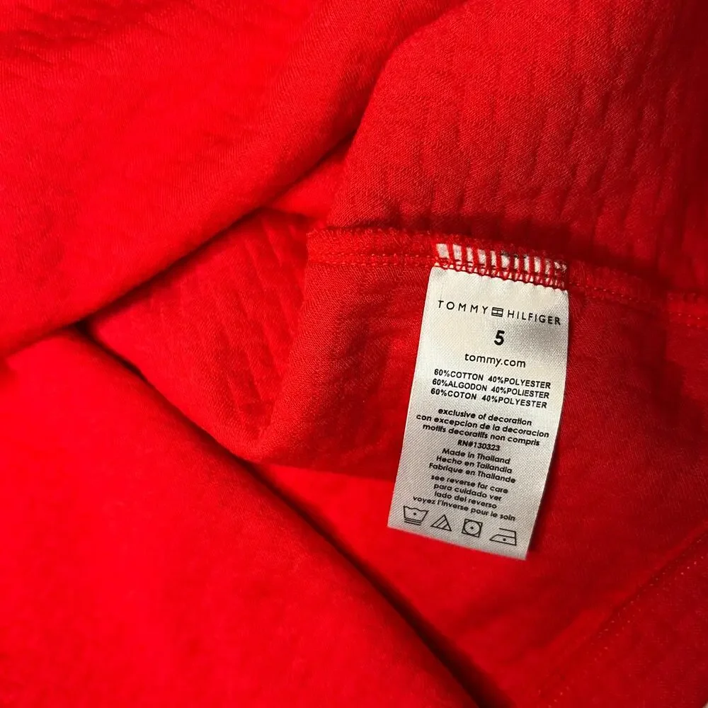 Tommy Hilfiger Red Long Sleeve Fit & Flare Sweater Dress Heart Logo Size 5 Girls